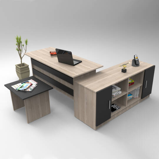 L'occi Concept Diego ABF Ofis Büro Masa Takımı Meşe-Siyah