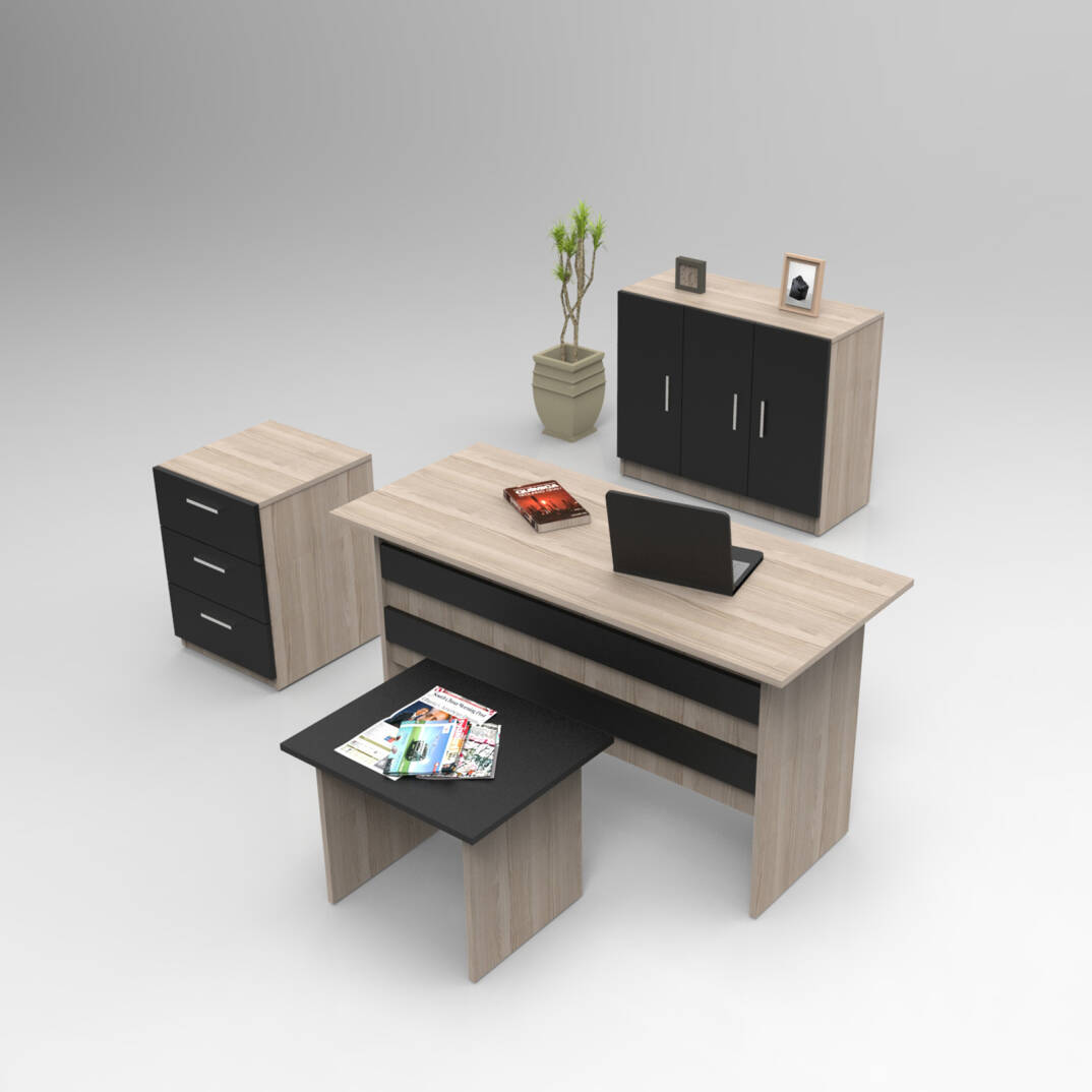 L'occi Concept Diego ABCE Ofis Büro Masa Takımı Meşe-Siyah - 1