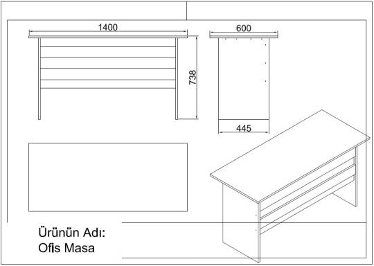L'occi Concept Diego ABCE Ofis Büro Masa Takımı Meşe-Siyah - 2
