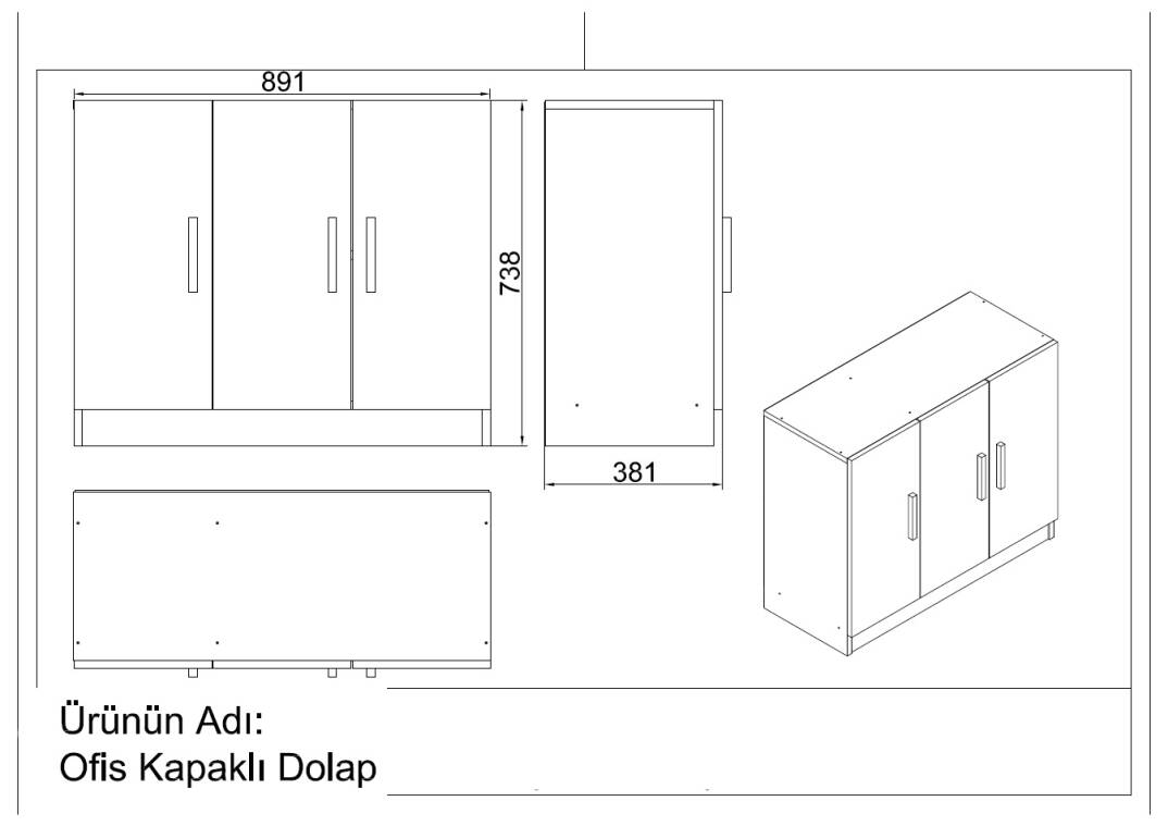 L'occi Concept Diego ABCE Ofis Büro Masa Takımı Meşe-Siyah - 5