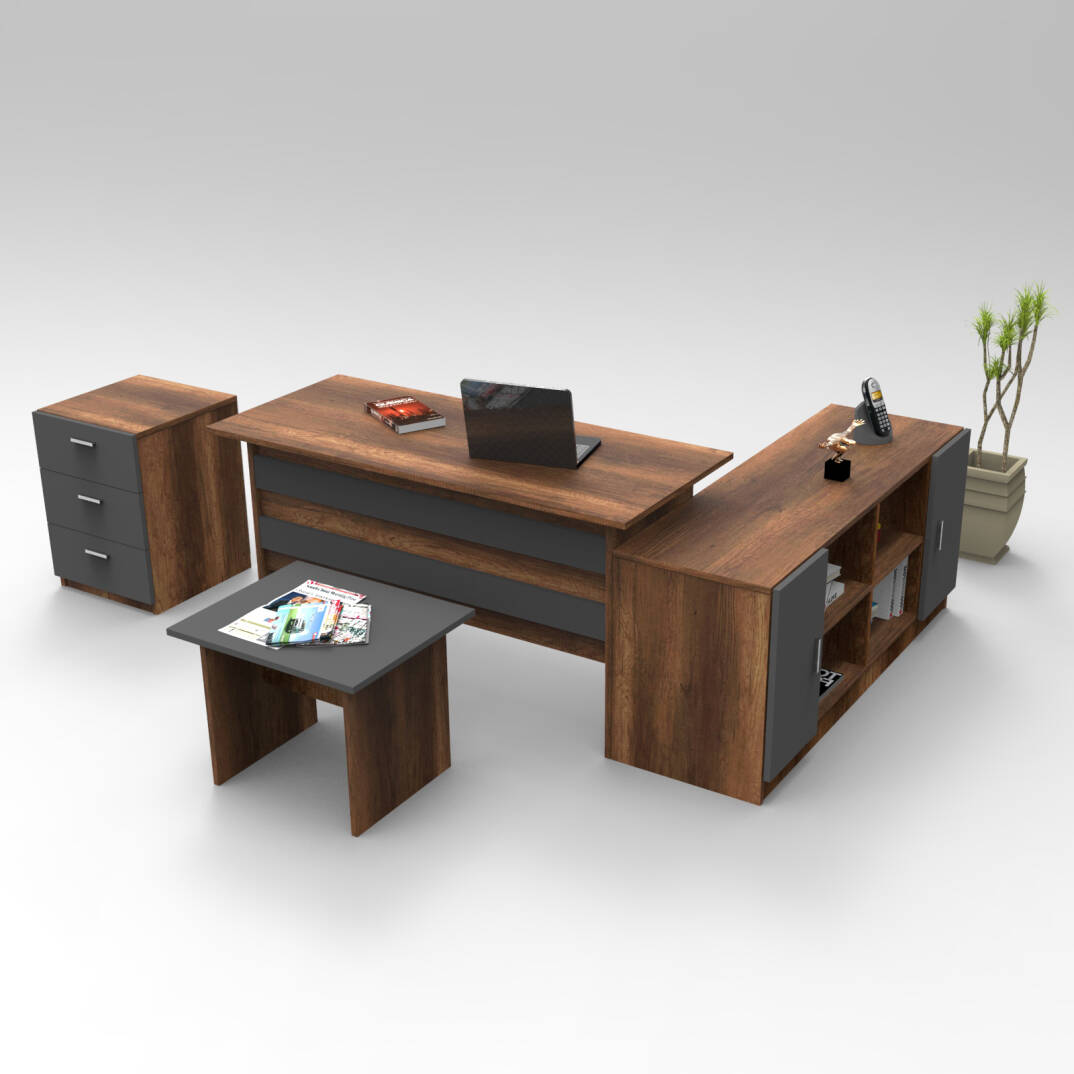 L'occi Concept Diego ABCF Ofis Büro Masa Takımı Barok-Antrasit - 1