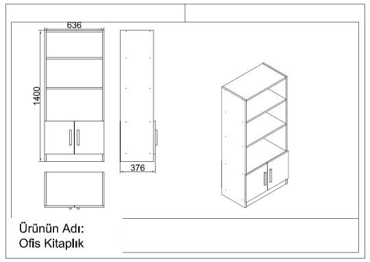 L'occi Concept Diego ABCDE Ofis Büro Masa Takımı Meşe-Siyah - 5