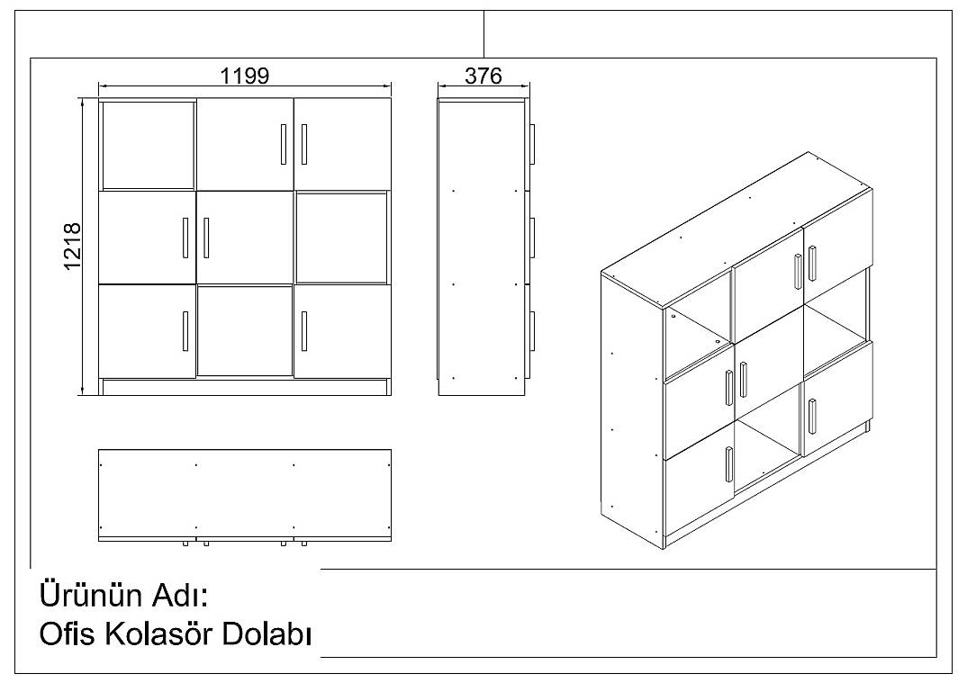 L'occi Concept Diego G Ofis Klasör Dolabı Kitaplık Beyaz - 6