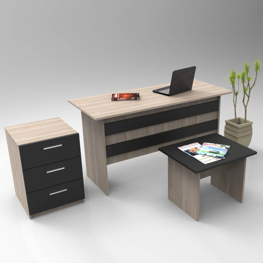 L'occi Concept Diego ABC Ofis Büro Masa Takımı Meşe-Siyah - 1