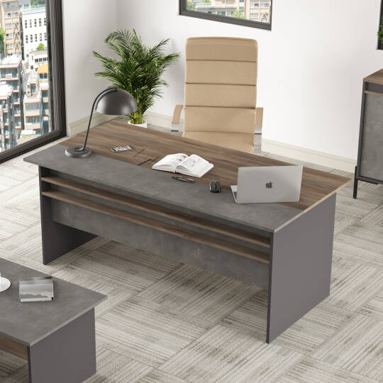 L'occi Concept Darian A Ofis Masası 180cm*90cm Kahve-Beton-Antrasit DR1-CGA