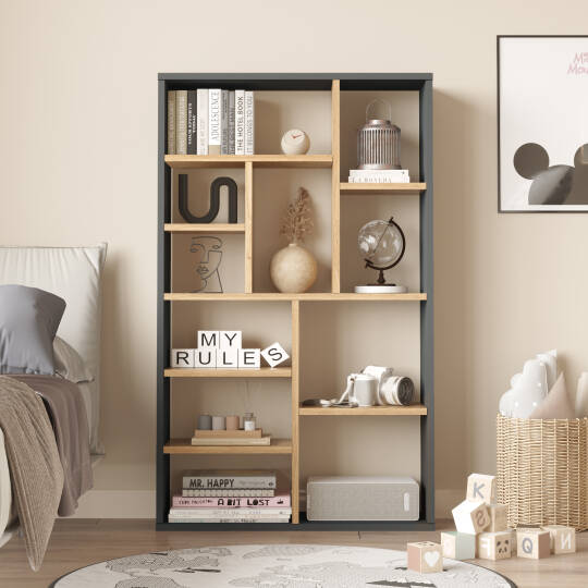 L'occi Concept Forge Kitaplık 124cm Sepet-Antrasit FG1-SA