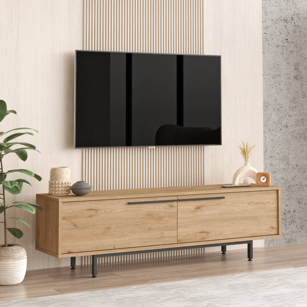 L'occi Concept Leena 160cm Tv Ünitesi Sehpası Metal Ayaklı Sepet LA1-S - 2