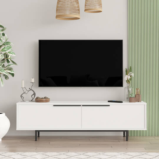 L'occi Concept Leena 160cm Tv Ünitesi Sehpası Metal Ayaklı Beyaz LA1-W