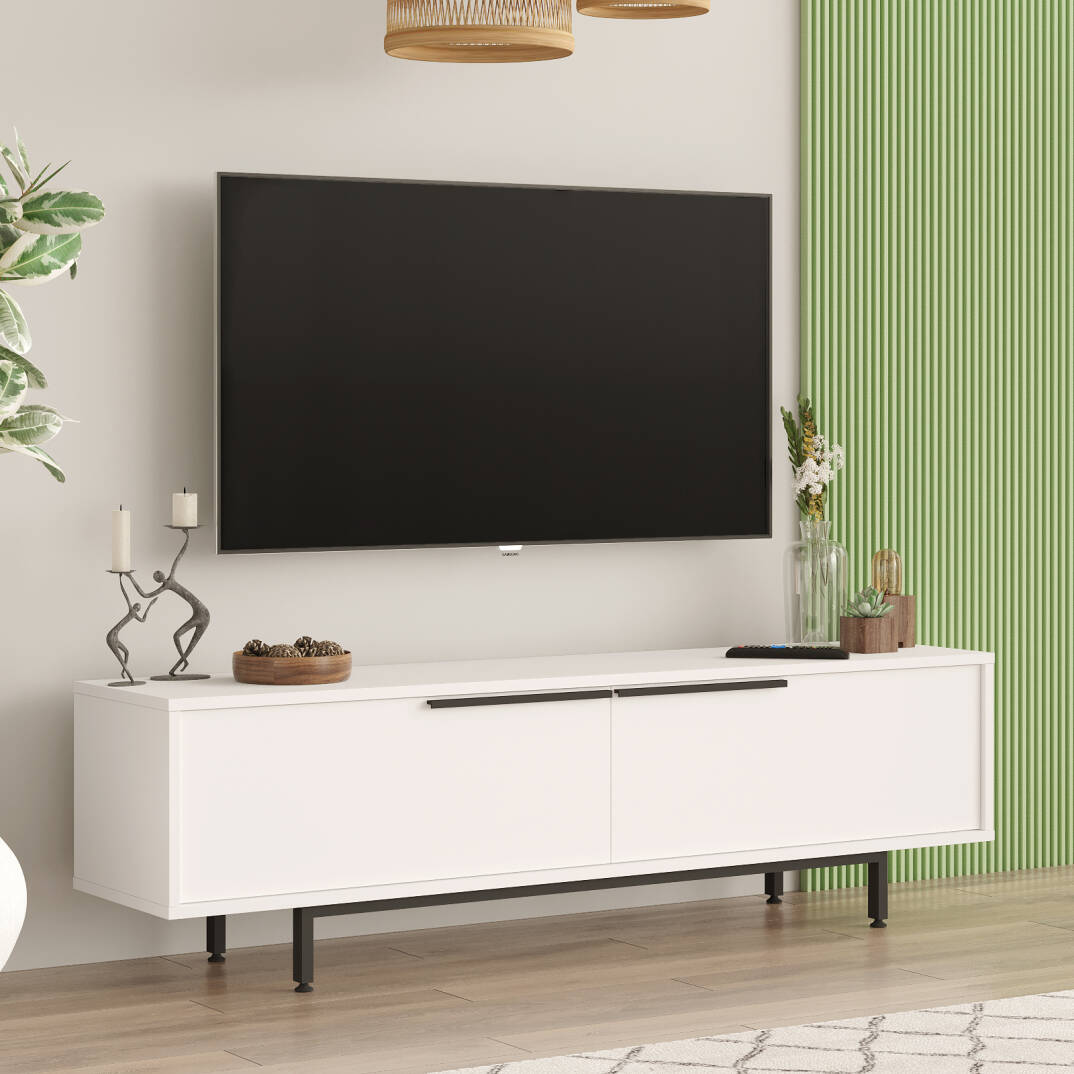 L'occi Concept Leena 160cm Tv Ünitesi Sehpası Metal Ayaklı Beyaz LA1-W - 2