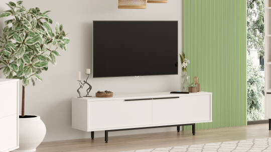 L'occi Concept Leena 160cm Tv Ünitesi Sehpası Metal Ayaklı Beyaz LA1-W - 3