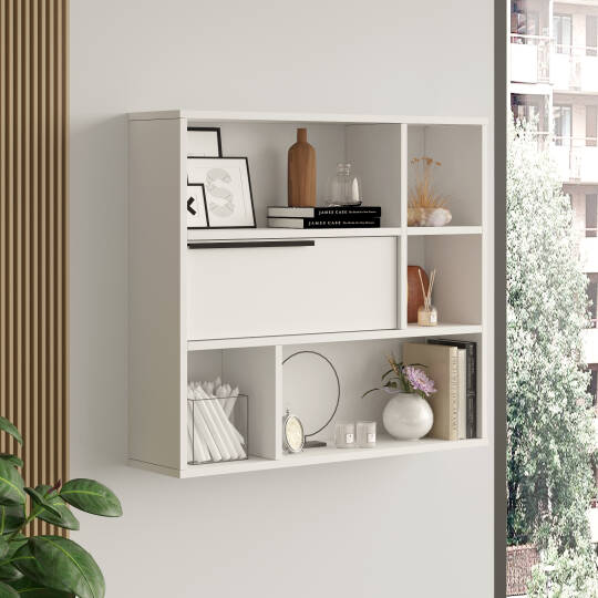 L'occi Concept Leena Duvar Rafı Kitaplık Kapaklı Beyaz LA5-W