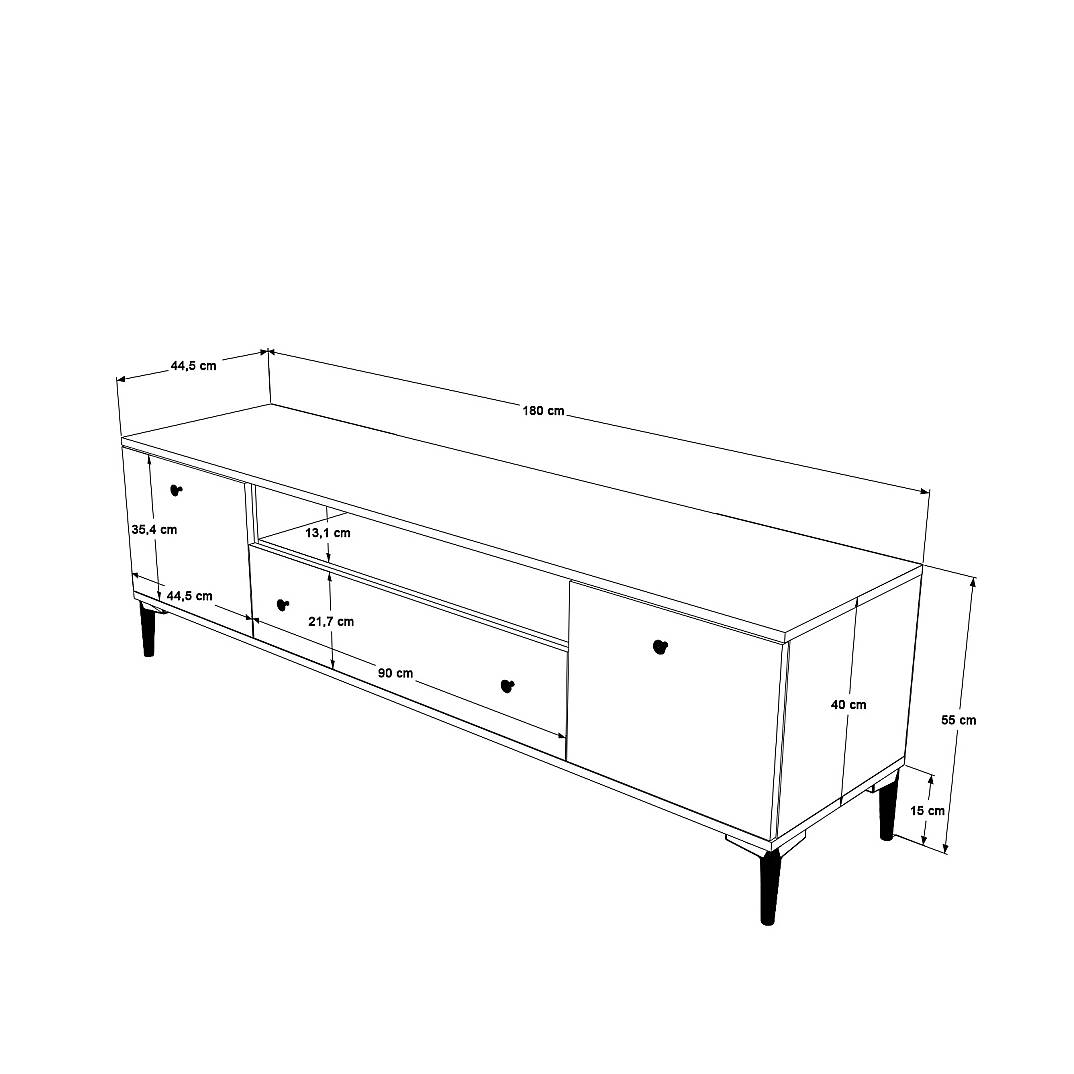 L'occi Concept 180 cm Tv Ünitesi Modern Tv Sehpası Wıens Kapaklı Ayaklı Ceviz-Kaşmir WIE1-CKA - 4