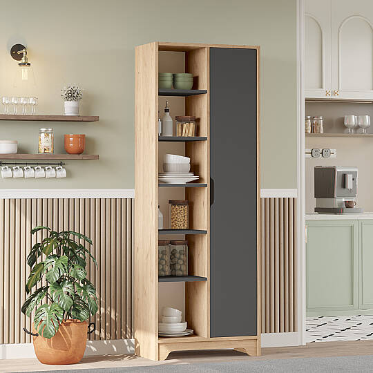 L'occi Concept Dorge Çok Amaçlı Dolap Raflı Tek Kapaklı Kiler Mutfak Banyo Dolabı DOG2-SA