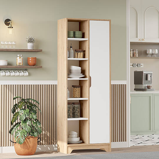 L'occi Concept Dorge Çok Amaçlı Mutfak Kiler Dolabı - Raflı Tek Kapaklı Banyo Balkon Düzenleyici DOG2-SW