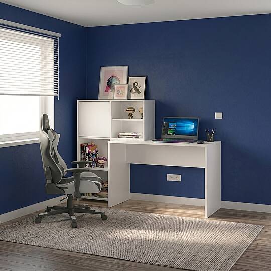 L'occi Concept Martha Kitaplıklı Çalışma Masası Dolaplı Bilgisayar Masası 120 cm Beyaz MAT1-W