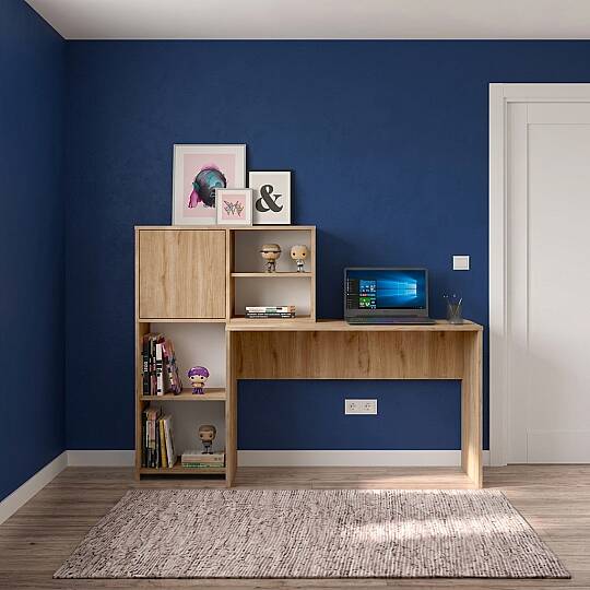 L'occi Concept Martha Kitaplıklı Çalışma Masası Dolaplı Bilgisayar Masası 120 cm Sepet MAT1-S