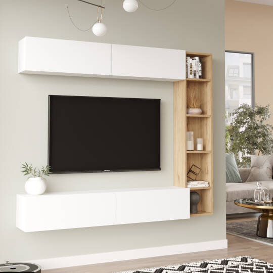 L'occi Concept Lusi Tv Ünitesi Kitaplık Duvara Monte Sepet-Beyaz LU1-SW - 2