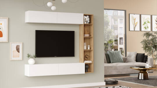 L'occi Concept Lusi Tv Ünitesi Kitaplık Duvara Monte Sepet-Beyaz LU1-SW - 3