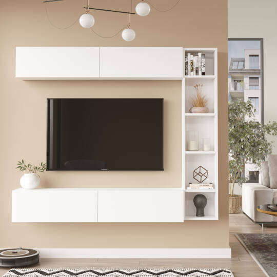 L'occi Concept Lusi Tv Ünitesi Kitaplık Duvara Monte Beyaz LU1-W