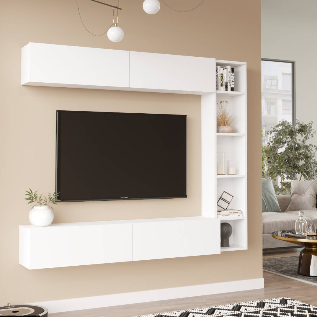 L'occi Concept Lusi Tv Ünitesi Kitaplık Duvara Monte Beyaz LU1-W - 2