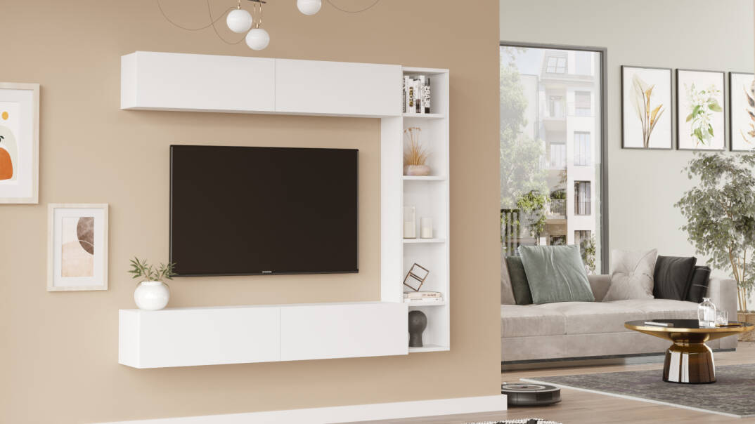 L'occi Concept Lusi Tv Ünitesi Kitaplık Duvara Monte Beyaz LU1-W - 3