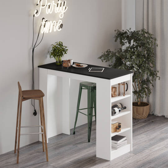 L'occi Concept Lowa Bar Masası Mutfak Yemek Masası Siyah-Beyaz LW1-LW
