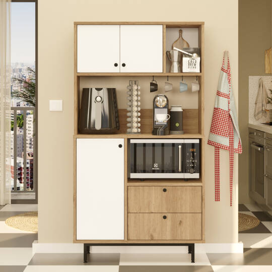 L'occi Concept Modway Serisi Kahve Köşesi Çok Amaçlı Dolap Mutfak Dolabı Sepet-Beyaz MD3-SW - 2