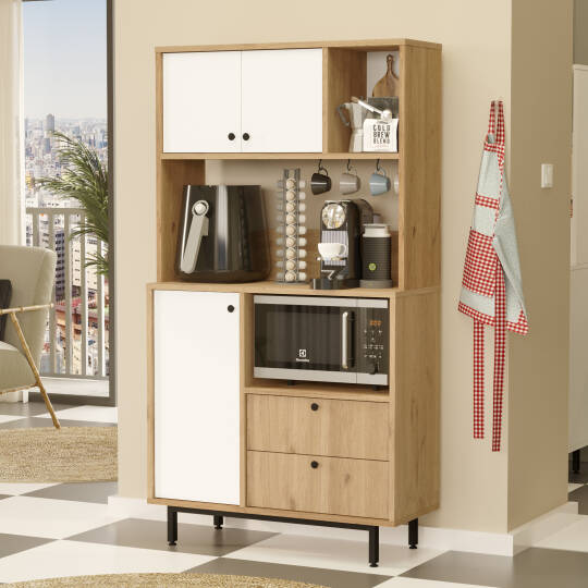 L'occi Concept Modway Serisi Kahve Köşesi Çok Amaçlı Dolap Mutfak Dolabı Sepet-Beyaz MD3-SW