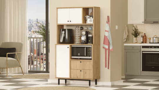 L'occi Concept Modway Serisi Kahve Köşesi Çok Amaçlı Dolap Mutfak Dolabı Sepet-Beyaz MD3-SW - 3
