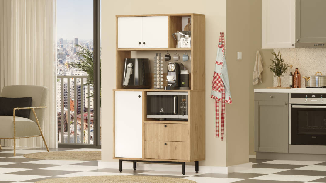 L'occi Concept Modway Serisi Kahve Köşesi Çok Amaçlı Dolap Mutfak Dolabı Sepet-Beyaz MD3-SW - 3