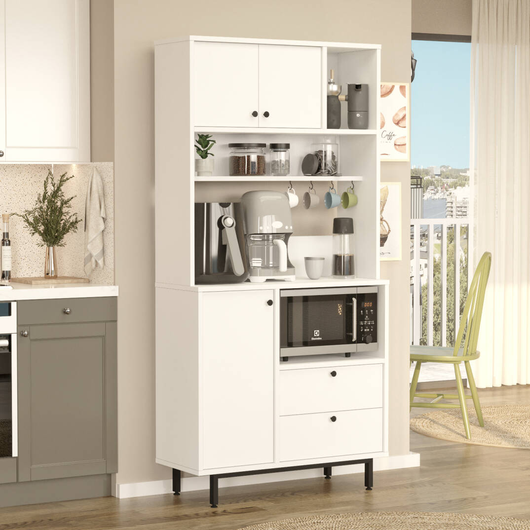 L'occi Concept Modway Serisi Kahve Köşesi Çok Amaçlı Dolap Mutfak Dolabı Beyaz MD4-W - 1