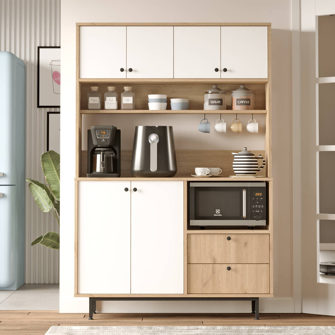 L'occi Concept Modway Serisi Kahve Köşesi Çok Amaçlı Dolap Mutfak Dolabı Sepet-Beyaz MD5-SW - 2