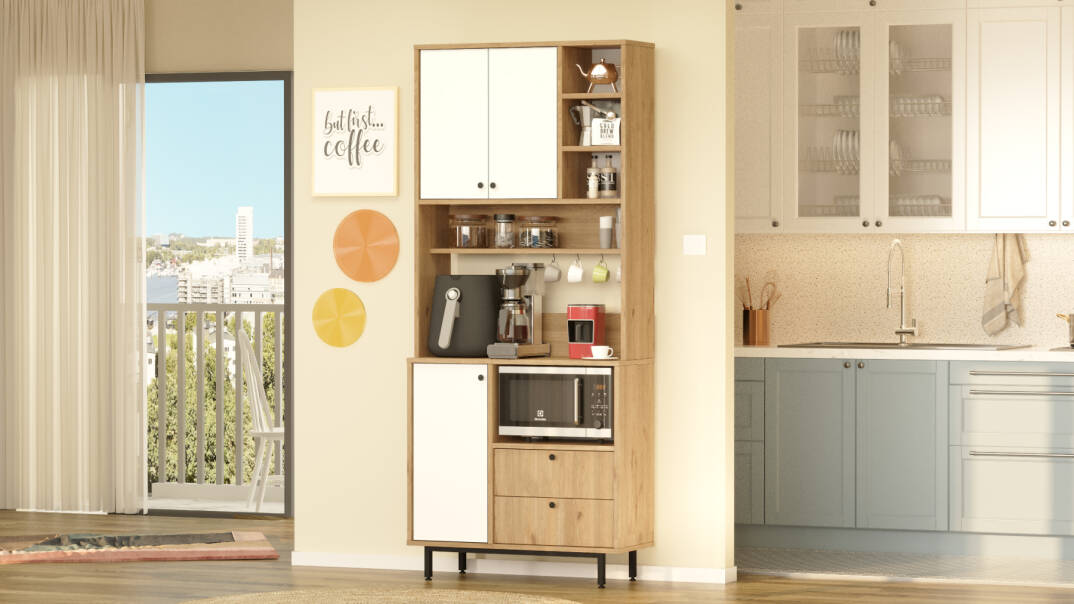 L'occi Concept Modway Serisi Kahve Köşesi Çok Amaçlı Dolap Mutfak Dolabı Sepet-Beyaz MD6-SW - 3