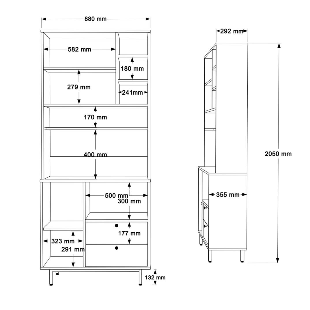 L'occi Concept Modway Serisi Kahve Köşesi Çok Amaçlı Dolap Mutfak Dolabı Beyaz MD6-W - 6