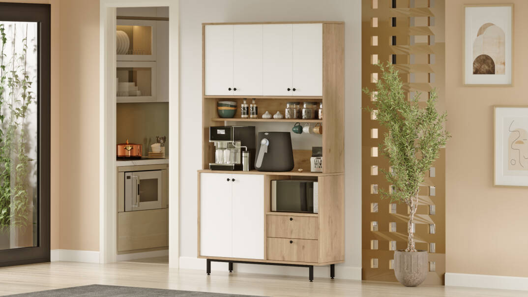 L'occi Concept Modway Serisi Kahve Köşesi Çok Amaçlı Dolap Mutfak Dolabı Sepet-Beyaz MD7-SW - 3