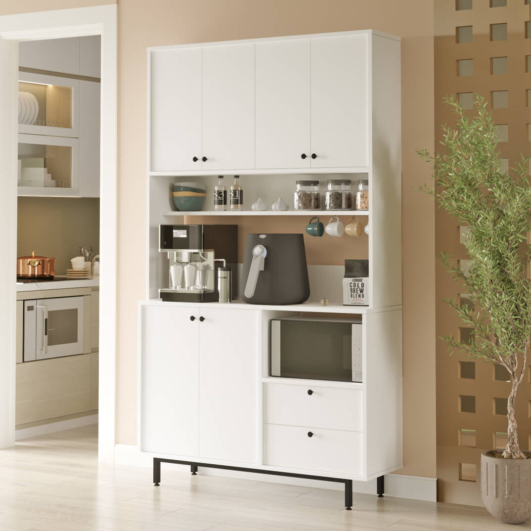 L'occi Concept Modway Serisi Kahve Köşesi Çok Amaçlı Dolap Mutfak Dolabı Beyaz MD7-W - 1